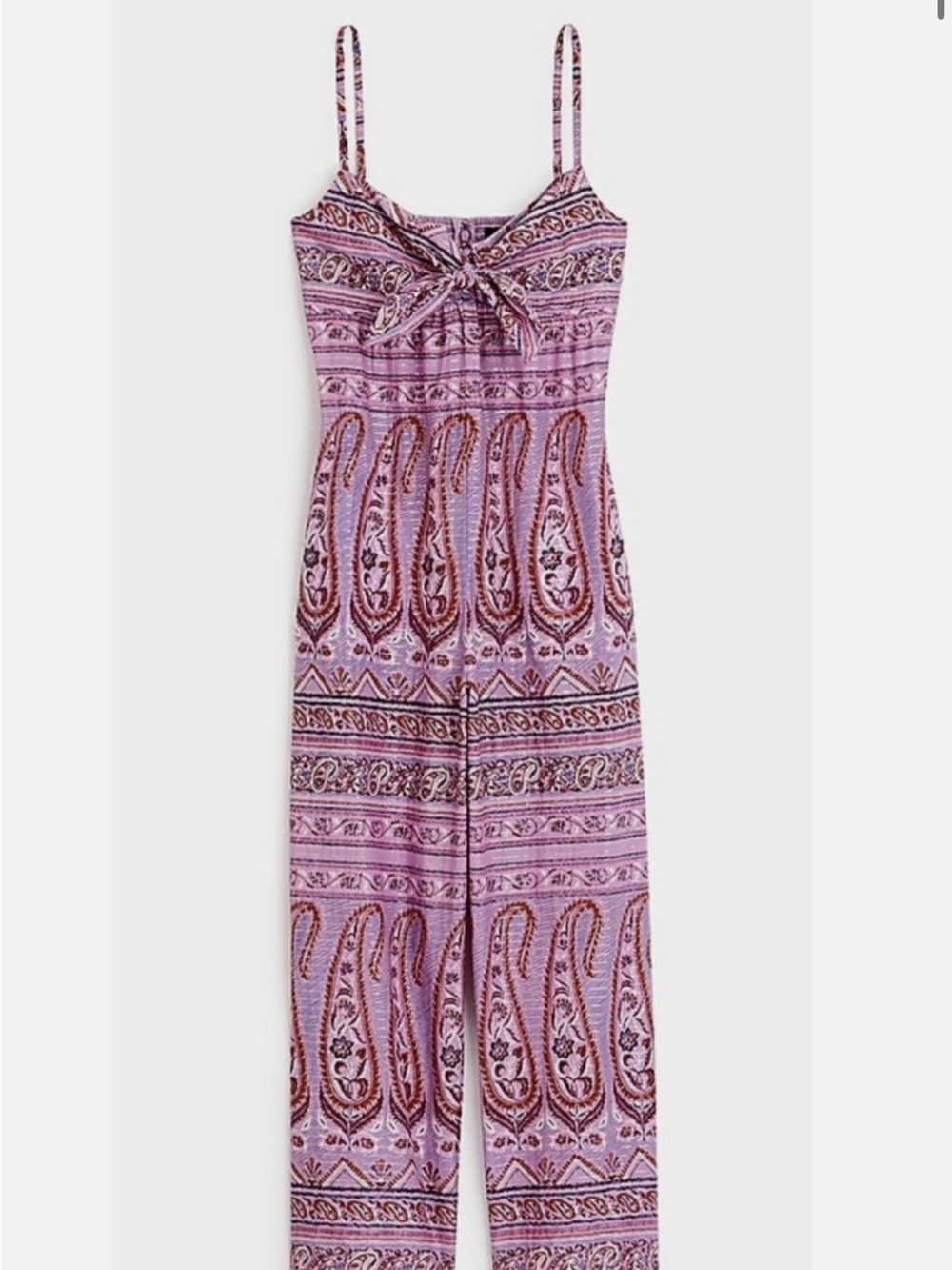 J crew Lavender Paisley Tie-Front Jumpsuit